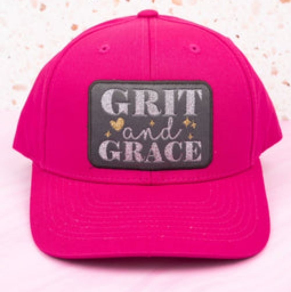 NWT Pink Cowgirl Grit and Grace Themed Cap with Fun Embroidery